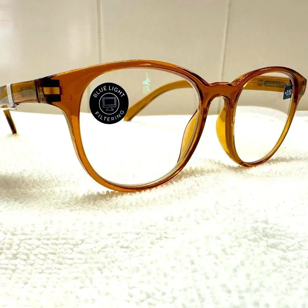 Peepers Orion Amber Readers Blue Light Blocking Reading Glasses 2.50 • NEW •